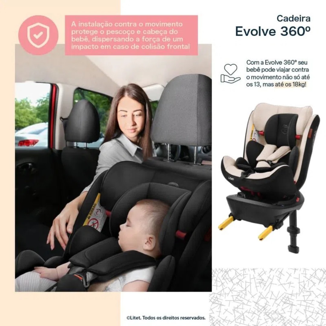 Cadeira Evolve 360 Preta 0-36 Kgs Isofix - Litet - Baby Buys Brasil