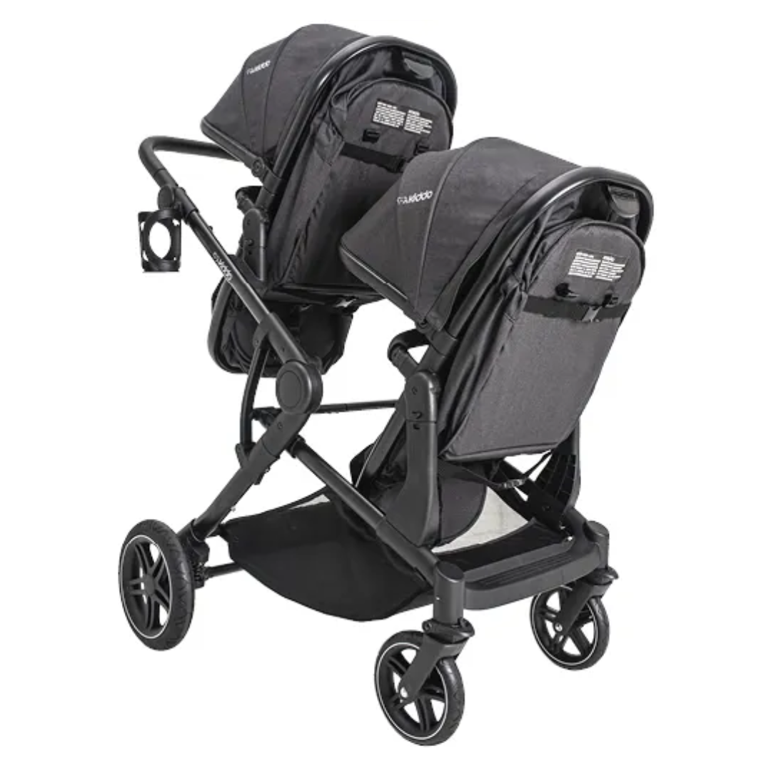 Carrinho de bebê duplo Pair Grafite com bebê conforto e base isofix ...
