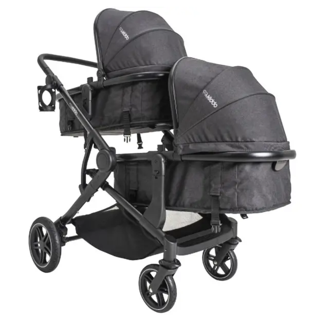 Carrinho de bebê duplo Pair Grafite com bebê conforto e base isofix ...