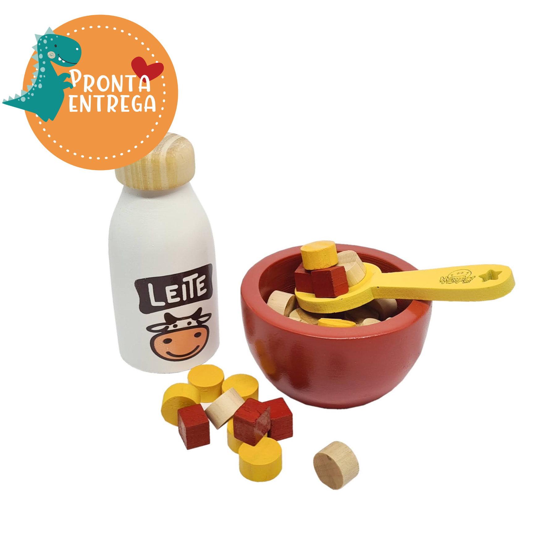 Kit de Comidinha de Brinquedo Infantil Madeira Cereais 30 Pç