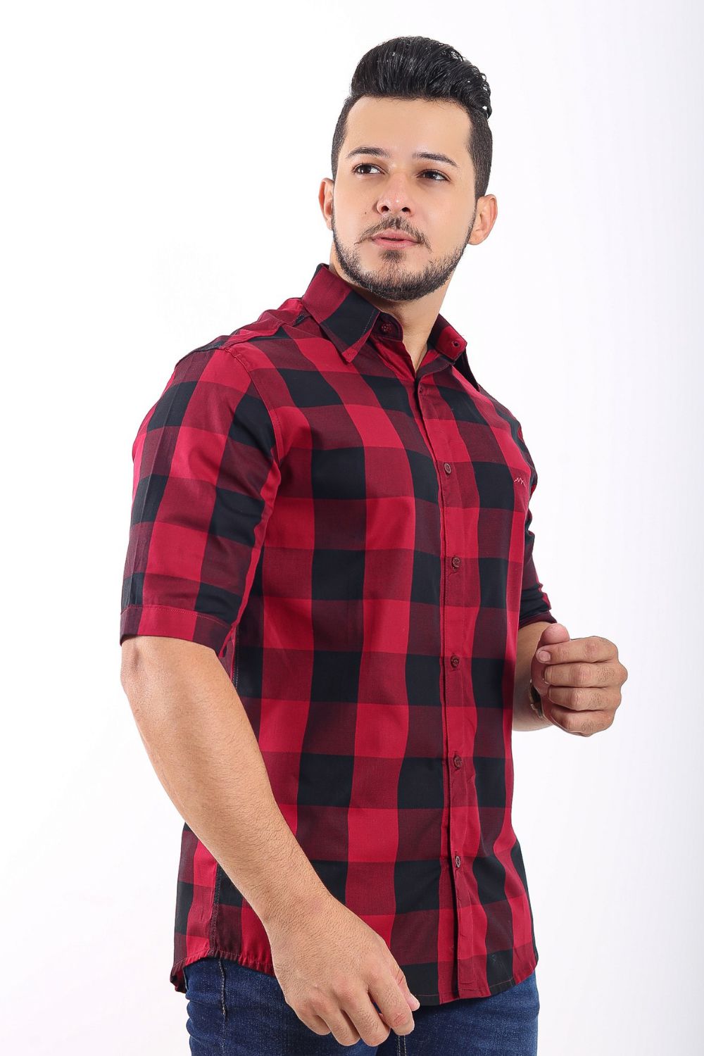 Camisa Masculina 100% Algodão Xadrez