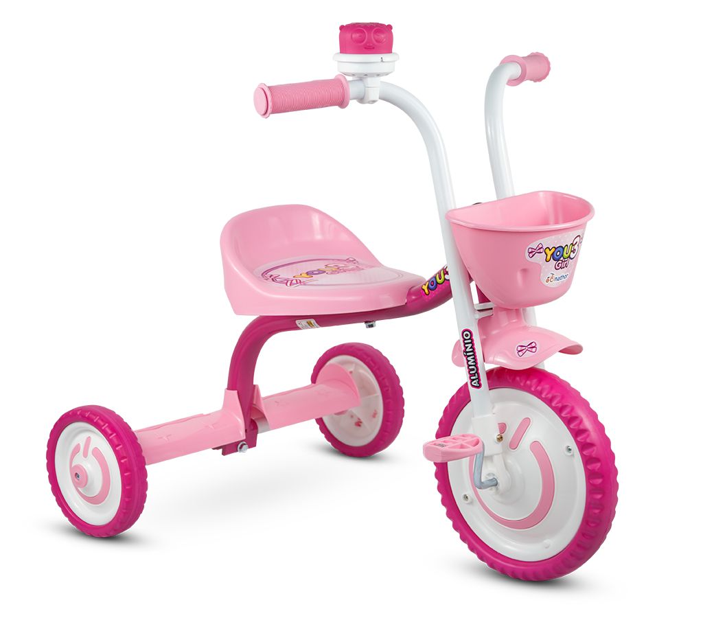 Triciclo Infantil Ultra Bikes Motoca Com Buzina Menina/Menino - Branco+Rosa