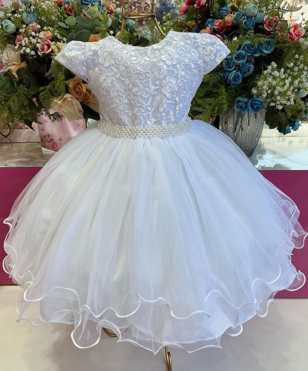 Vestido Bebe Menina Batizado Ano Novo Luxo - DG Baby Kids - Artigos e roupas  infantis