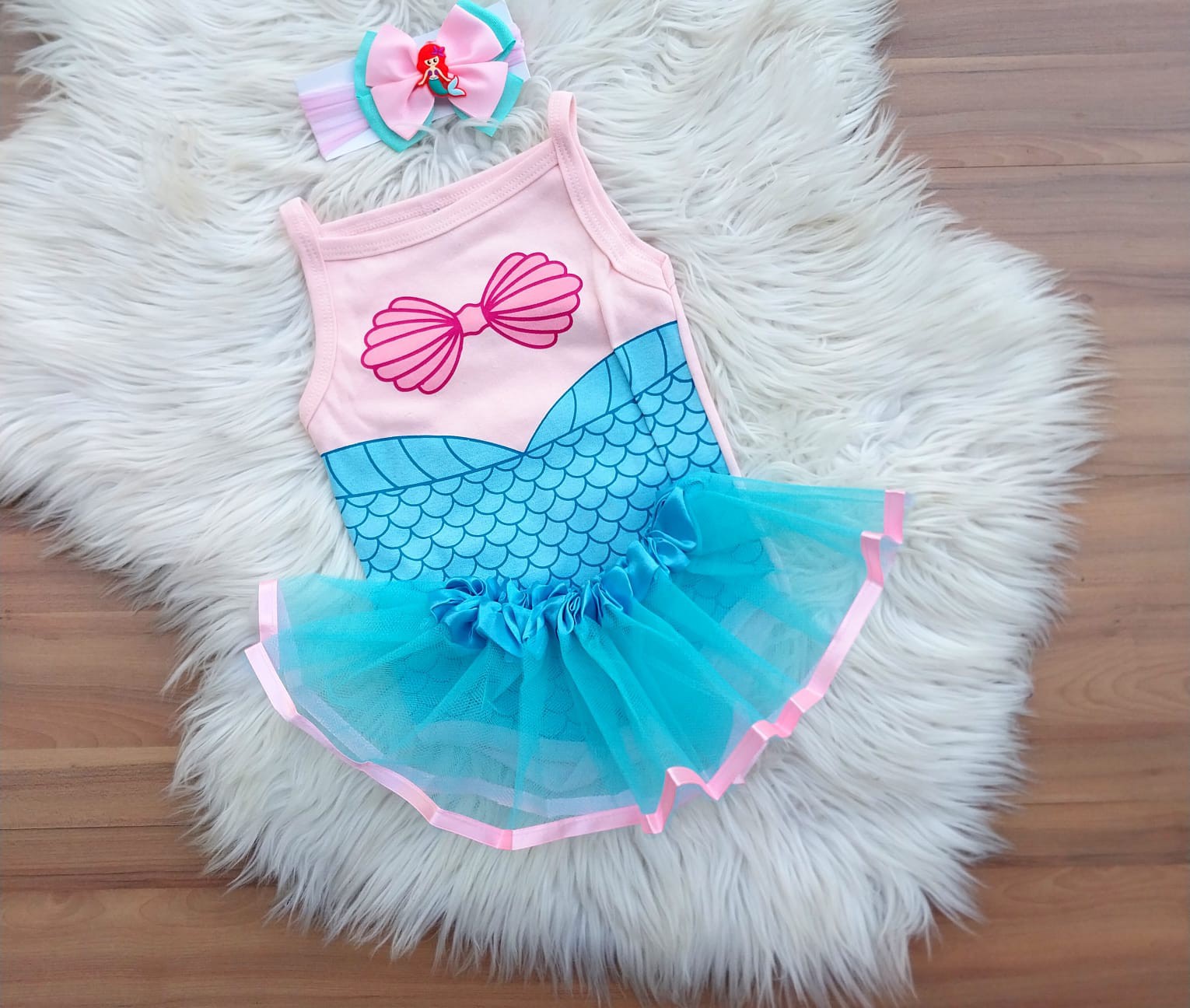 Body Pequena Sereia, Roupa Infantil para Bebê Usado 85938999