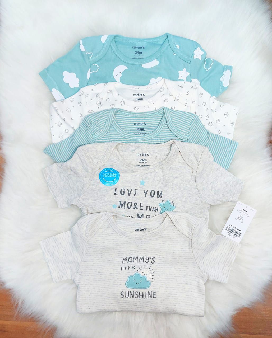 Kit Body Carters Manga Curta 5 Pe as Bebe Menino DG Baby Kids