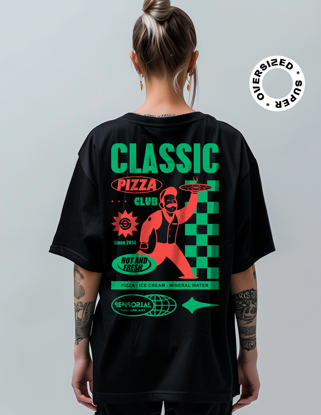 Camiseta Oversized Super Classic Pizza Club - Sensorial, camisetas