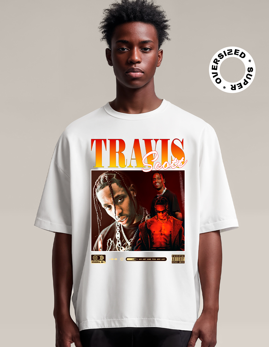 Camiseta Oversized Super Travis Scott - Sensorial, camisetas