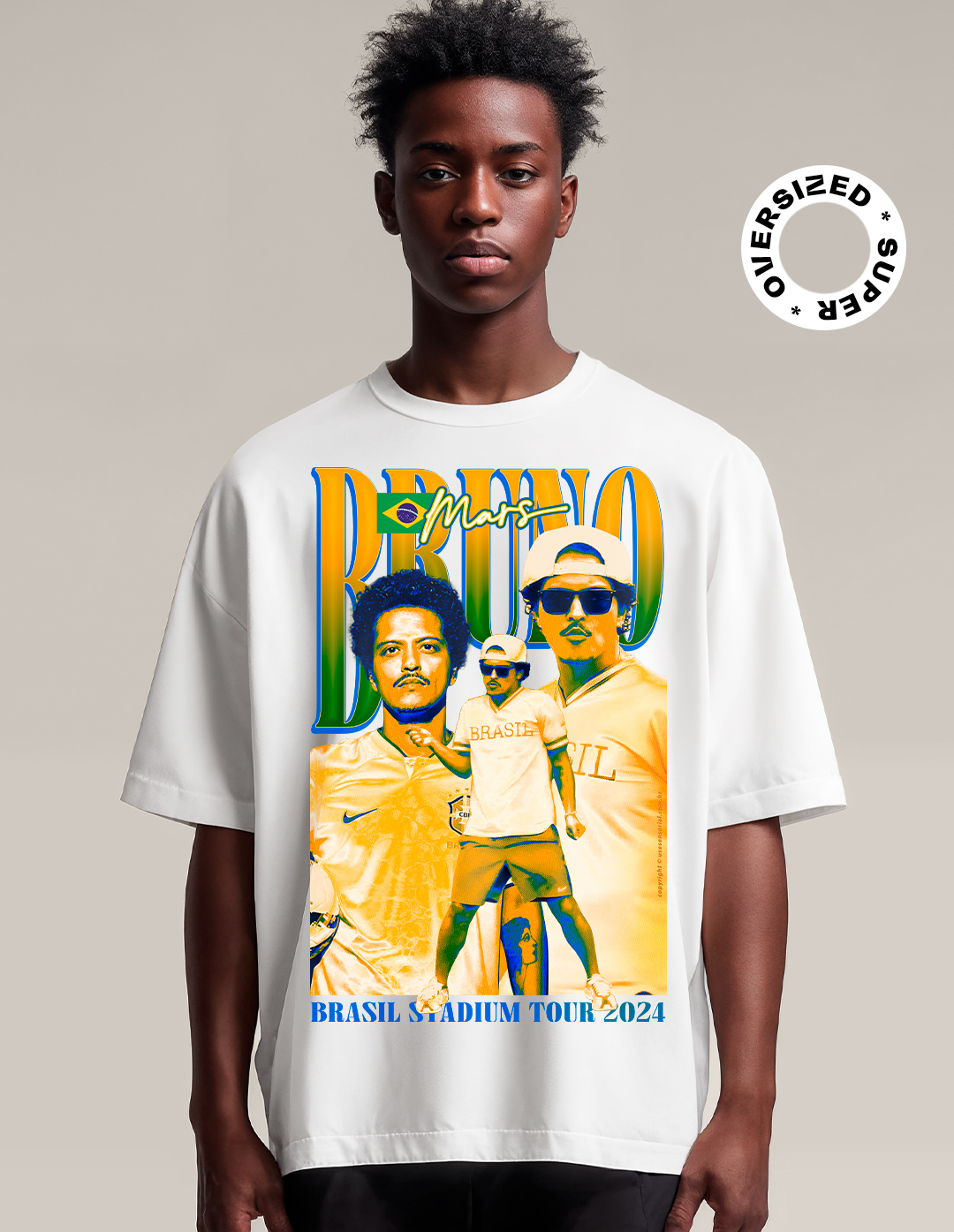Camiseta Oversized Super Bruno Mars Brazilcore - Sensorial