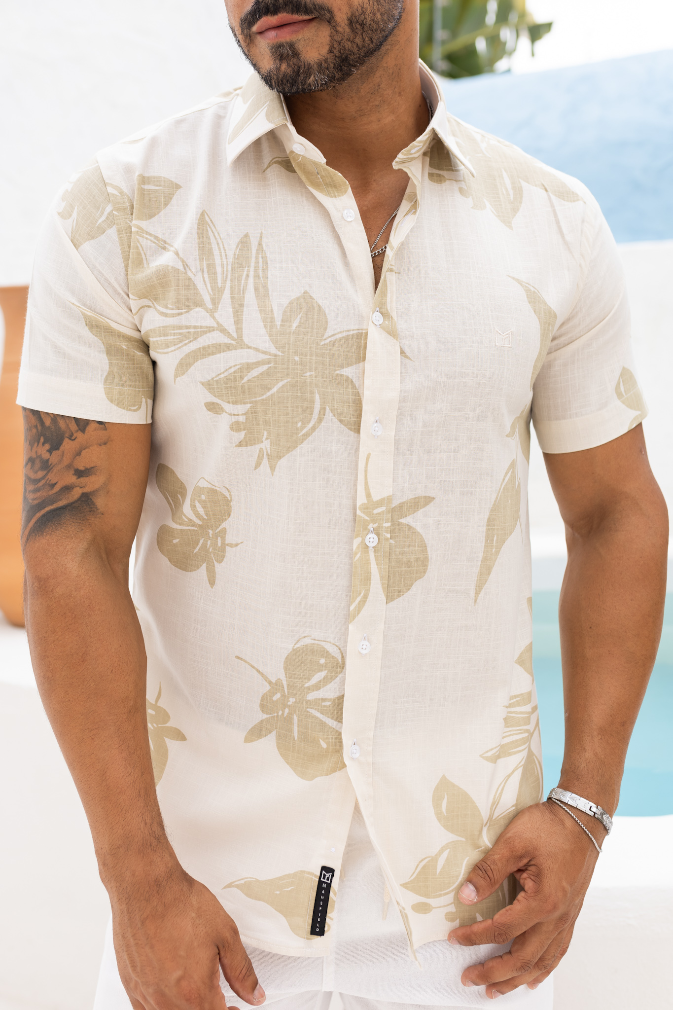 Camisa de Manga Curta SLIM MICRO ESTAMPA - Mansfield Moda Masculina