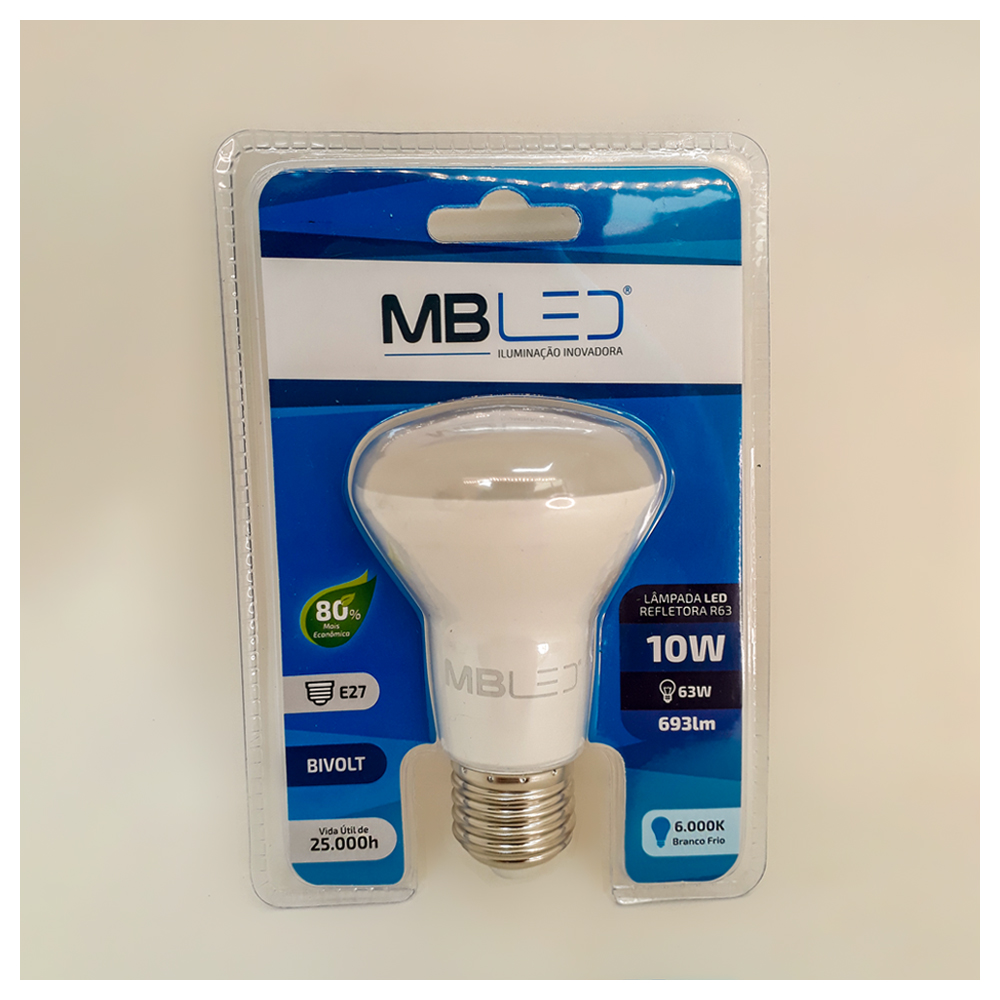 Lampada R63 Lâmpada Led Refletora R63 10w 6000k (Branco Frio) E27 MBLED - Led Casa ...