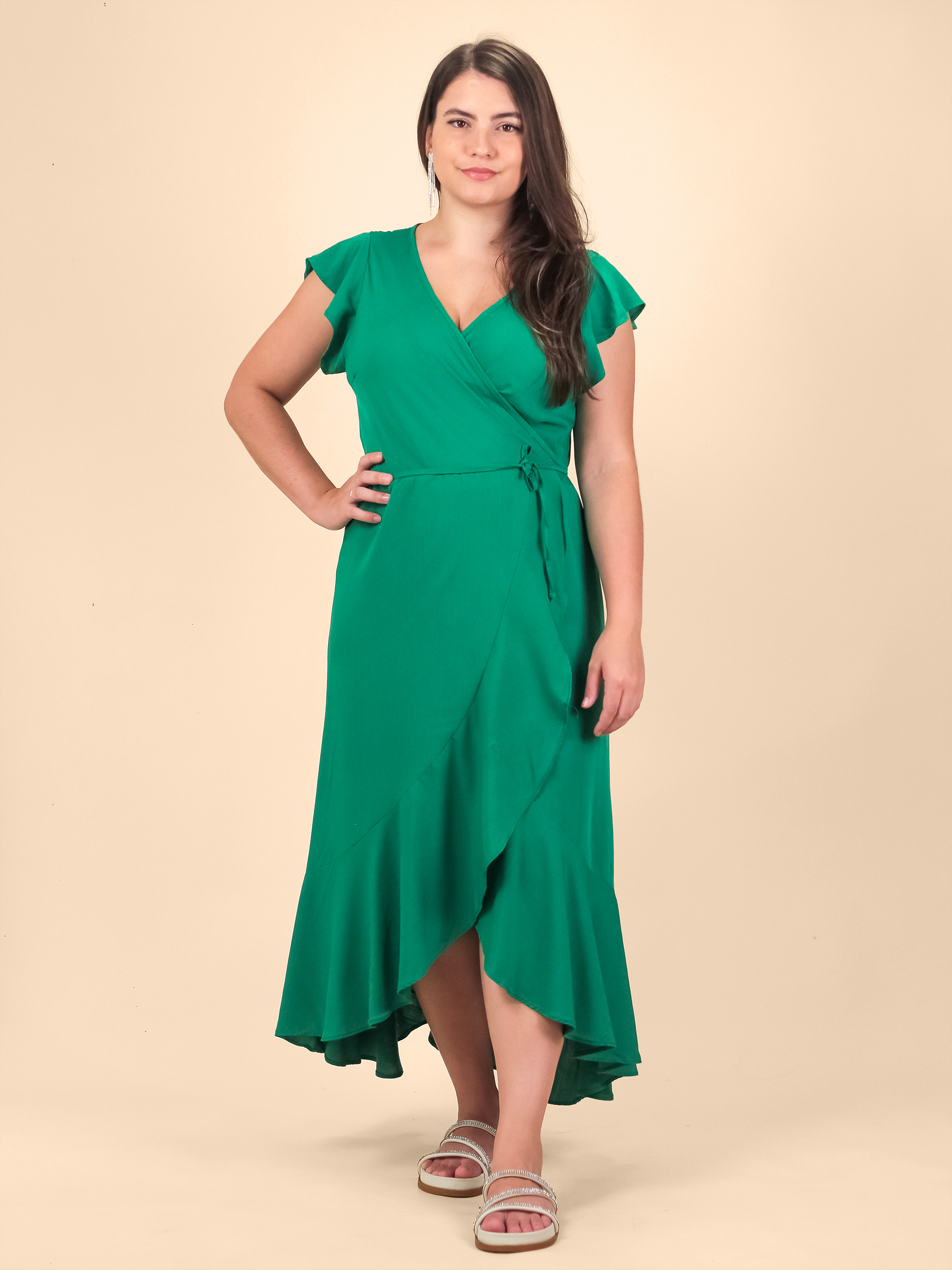 Vestido envelope verde clearance