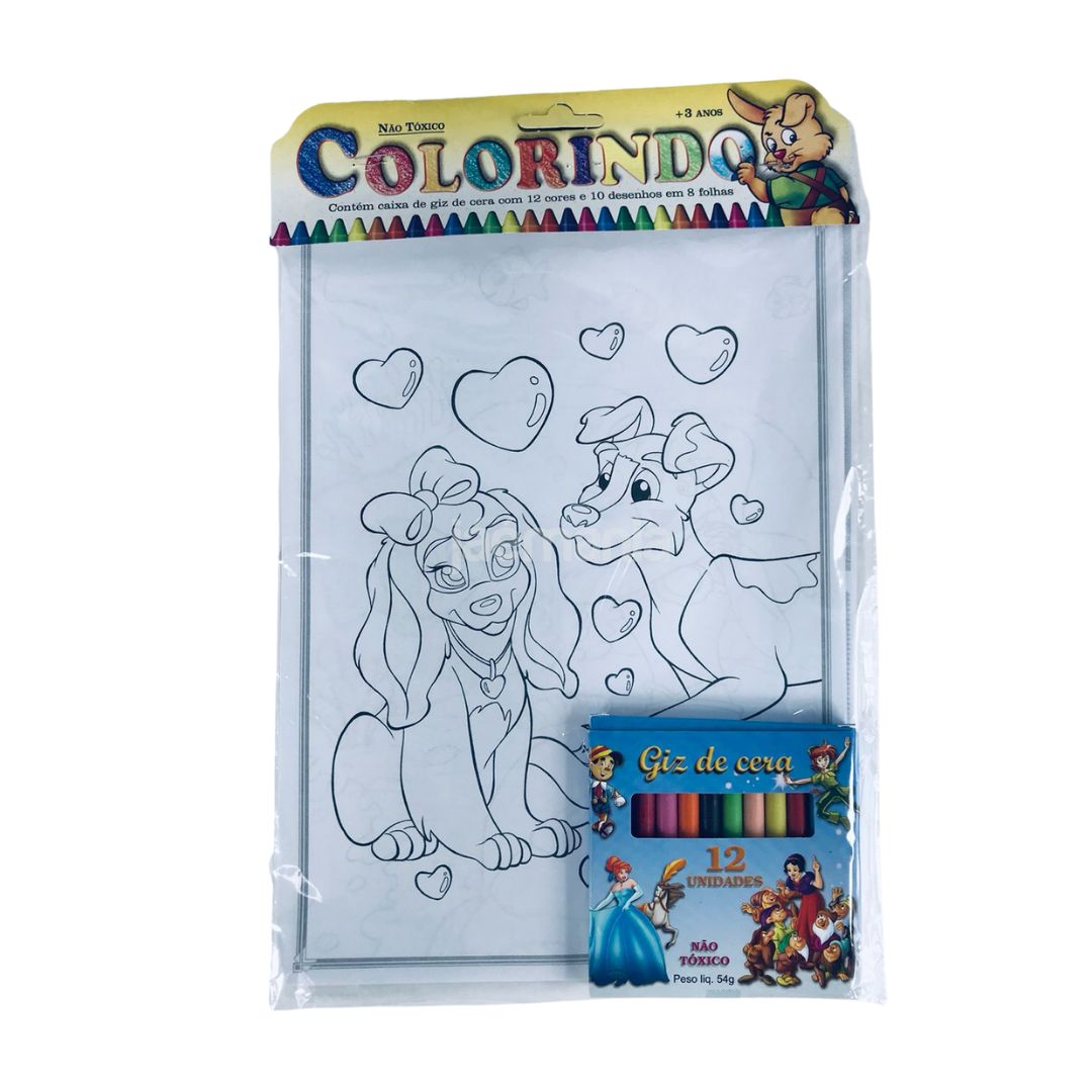 Kit Livro de Colorir + giz de cera