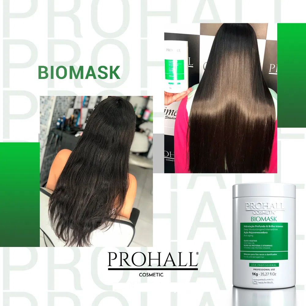 Máscara de Hidratação Profissional Biomask Autêntico Prohall - 300gr ...
