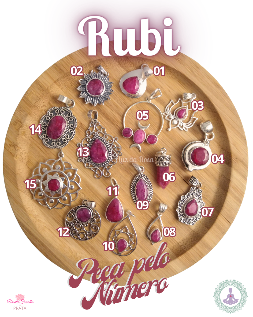 Rubi Da Rosa Rubi - Pingentes Prata 925 - Luz da Rosa - Cristais, Terapias & Acessórios