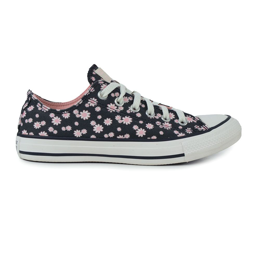 Tênis All Star Feminino Converse Bordado Flor - PRETO/BRANCO - CT25620002