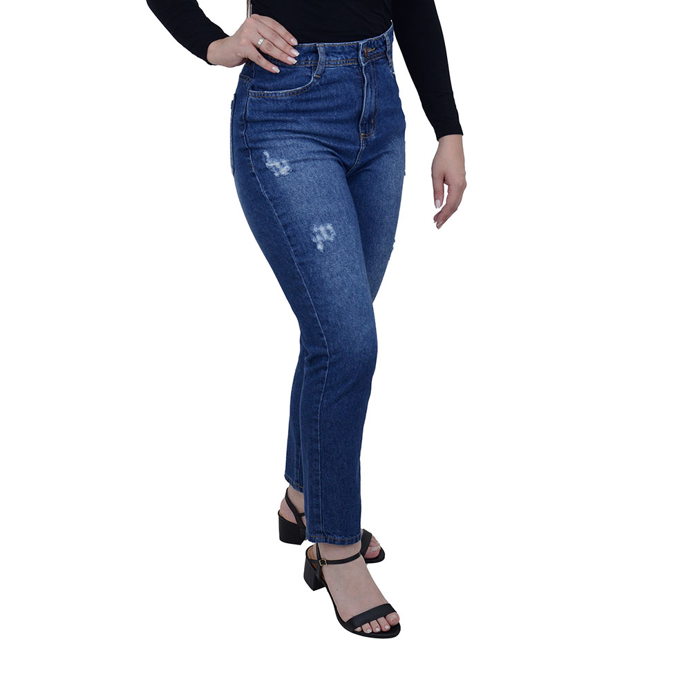 Calça Jeans Feminina Recuzza Reta Azul - 10622 - Estrela Mix - Uma