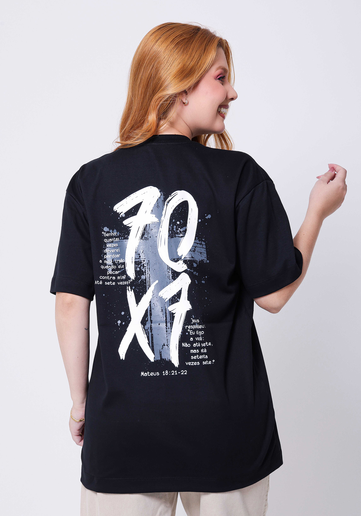 Tシャツ OVERSIZED - 70 x 7 - COR PRETO - Delbo T-Shirts | Atacado de