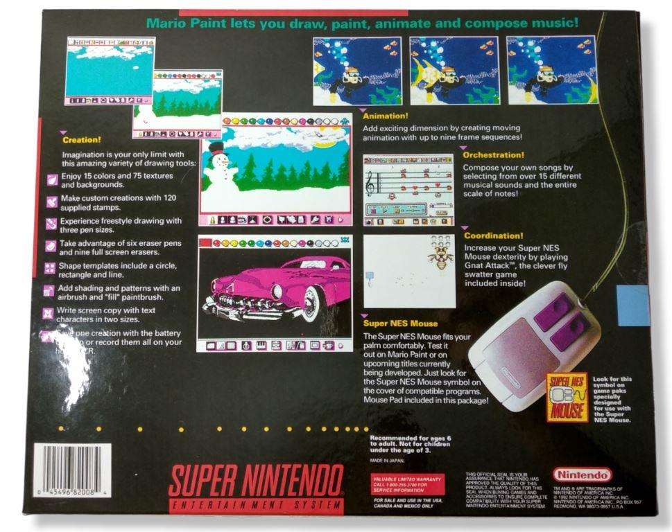 Jogo Mario Paint + Mouse Original SNES Sebo dos Games Games