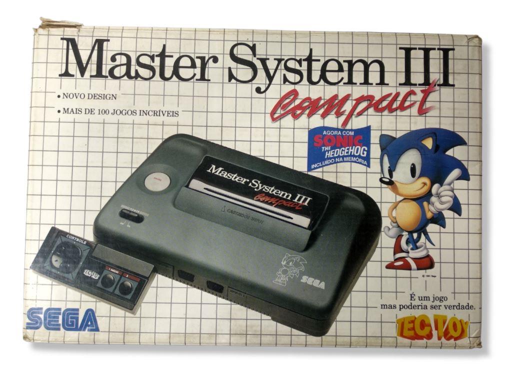 Vídeo Game Master System 3 compact com jogo Sonic na memória