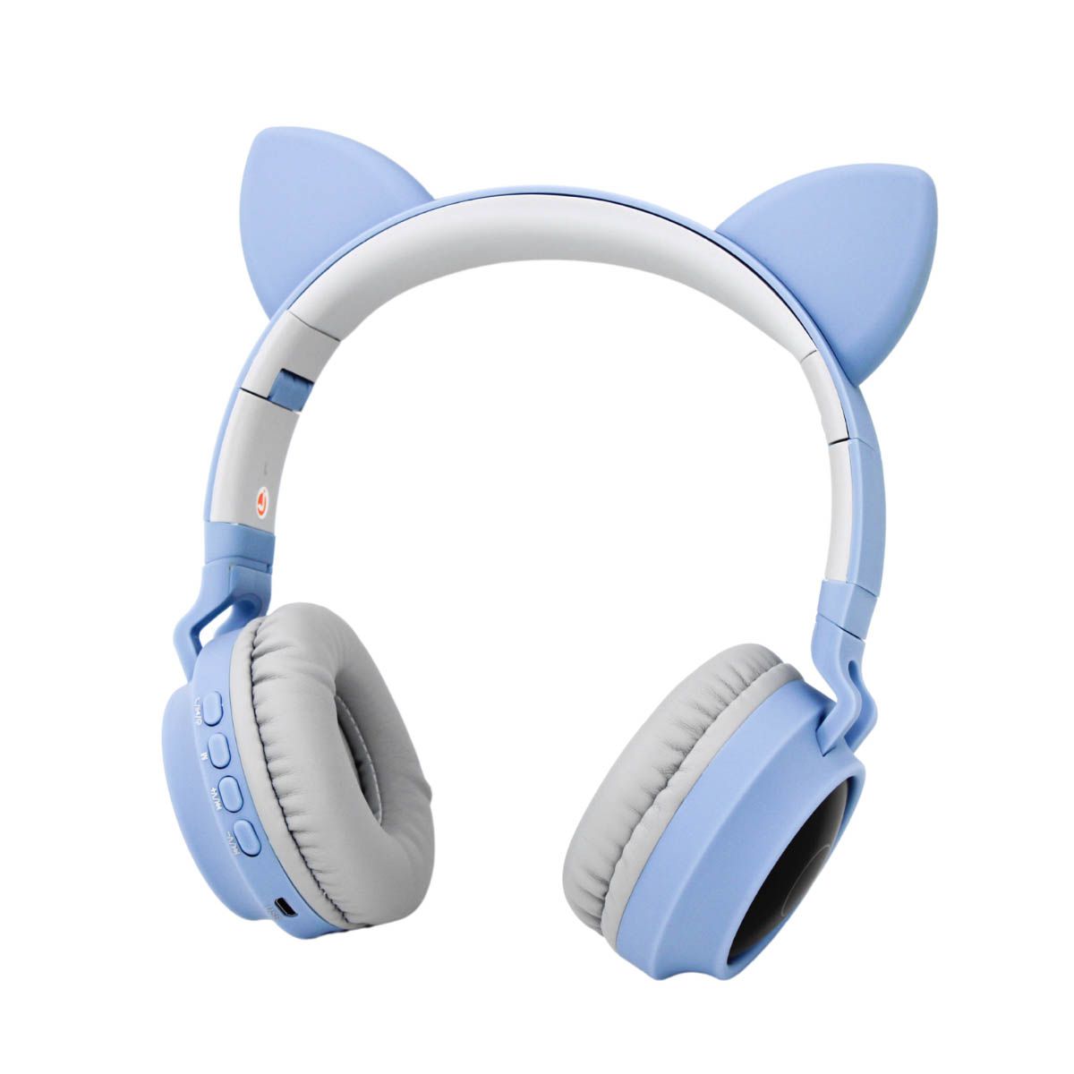Fone De Ouvido Bluetooth Azul Orelha Gatinho Infantil Led