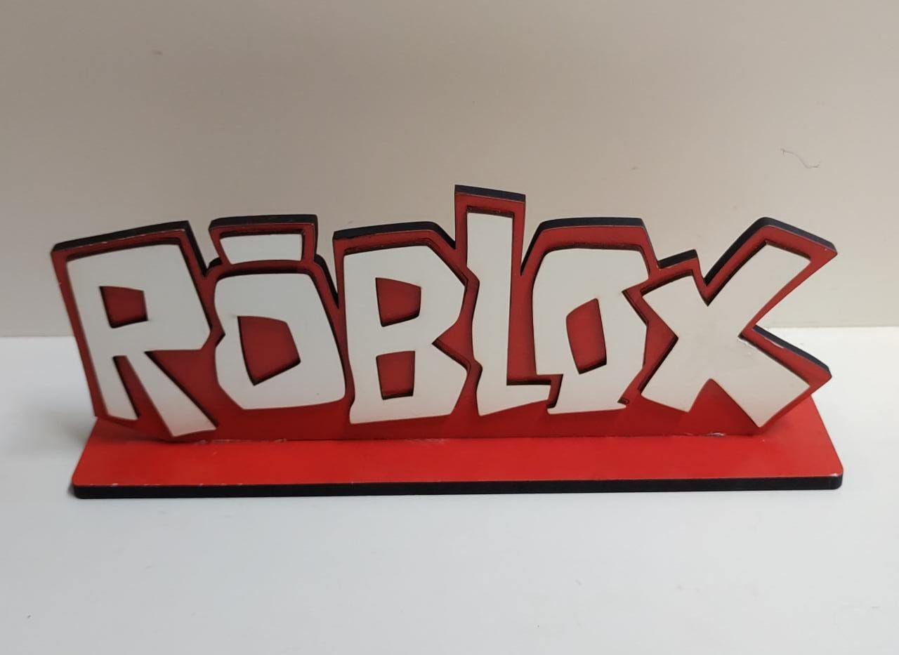 PALAVRA ROBLOX 24 X 15 CM C/ BASE - Madeira Arte e Cia