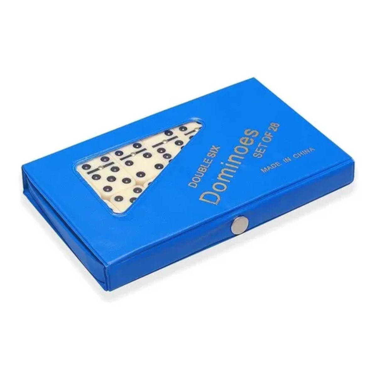 Jogo De Dominó - Estojo Azul Com 28 Peças - Dominoes - Brinquedos