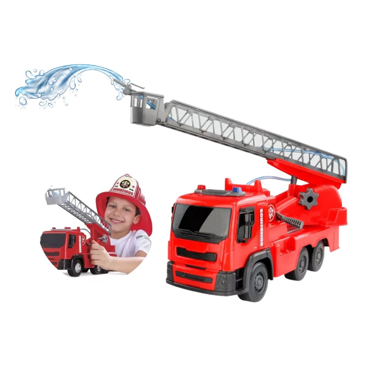 Brinquedo Menino Caminhão Corpo Bombeiro Lança Água Infantil