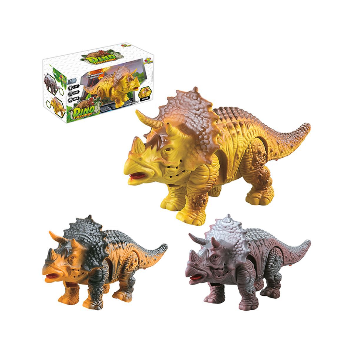 Dinossauro Robô de Brinquedo Dino Triceratops Anda Emite Sons e Luzes - Big  Bag Shop Virtual