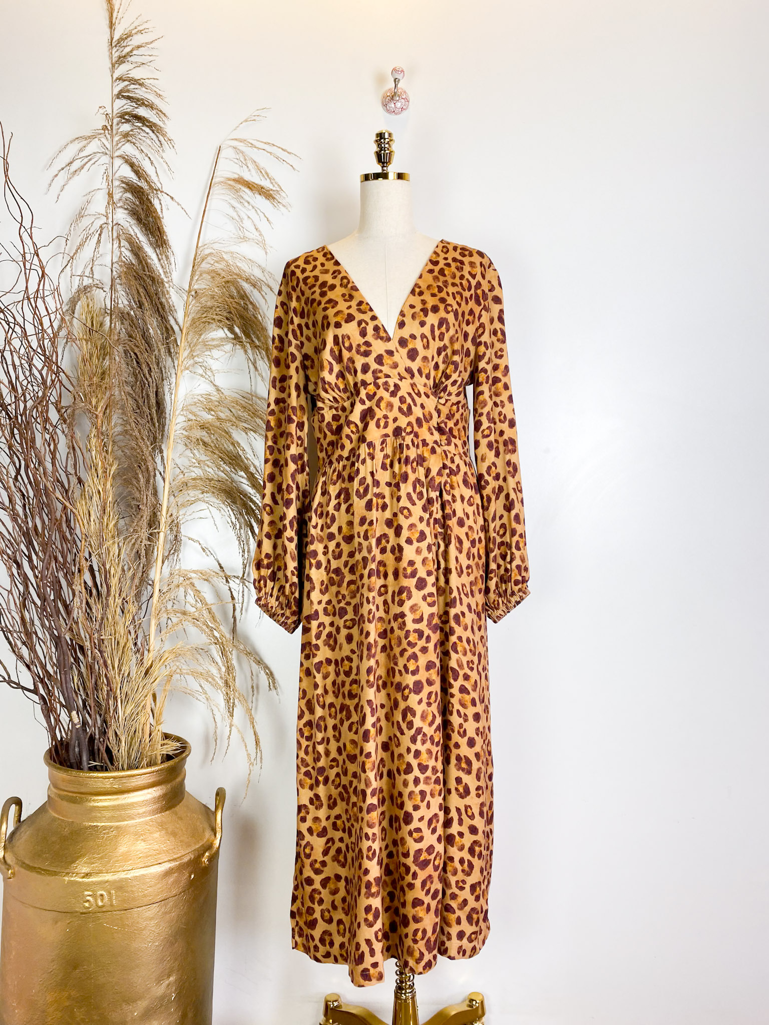 Vestido Amaro Vestido Longo Amaro Caramelo Animal Print Dona Chica