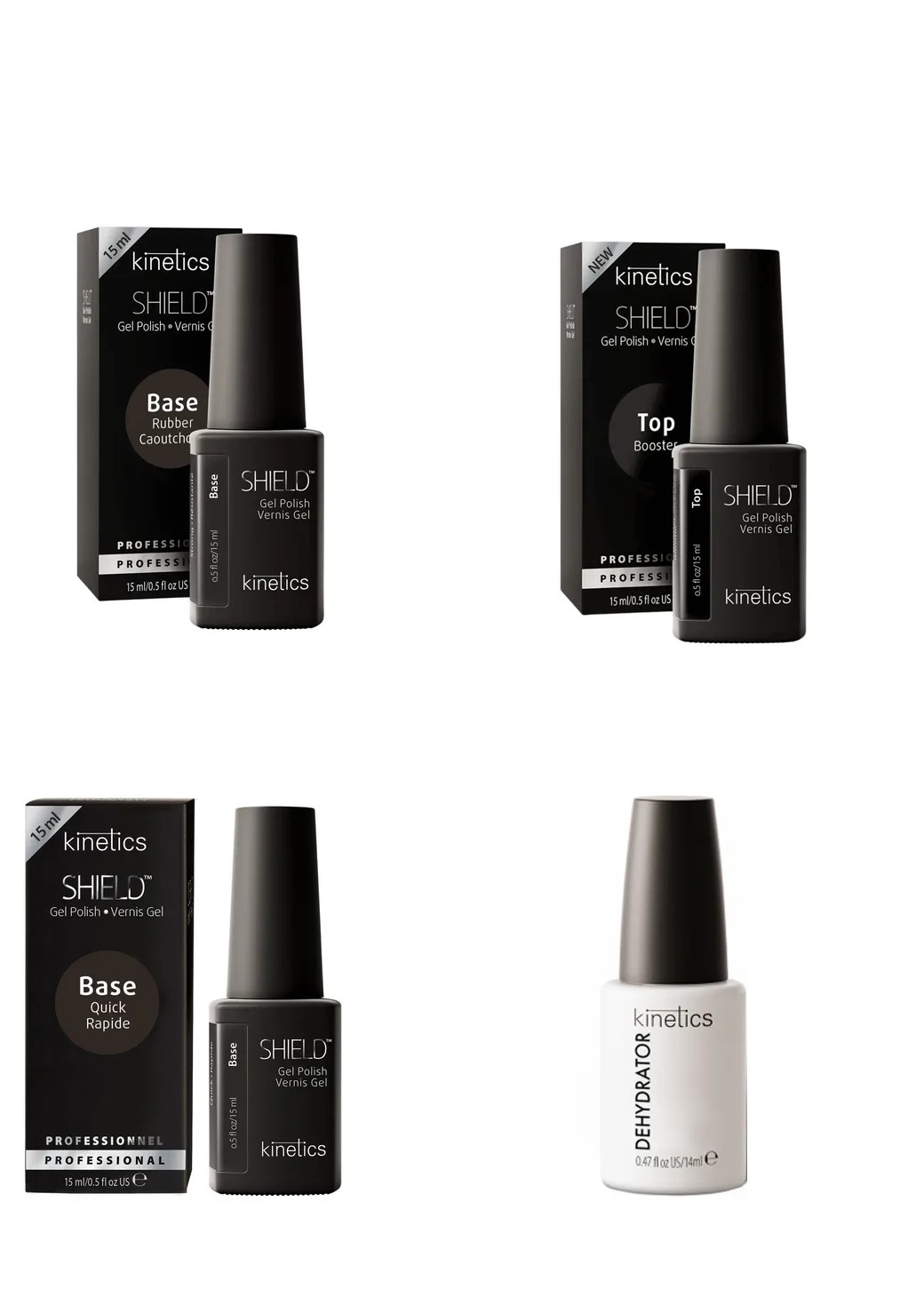 Kit Blindagem Base Rubber 15ml+ Top Booster 15ml+ Primer Quick 15ml+ Desidratador