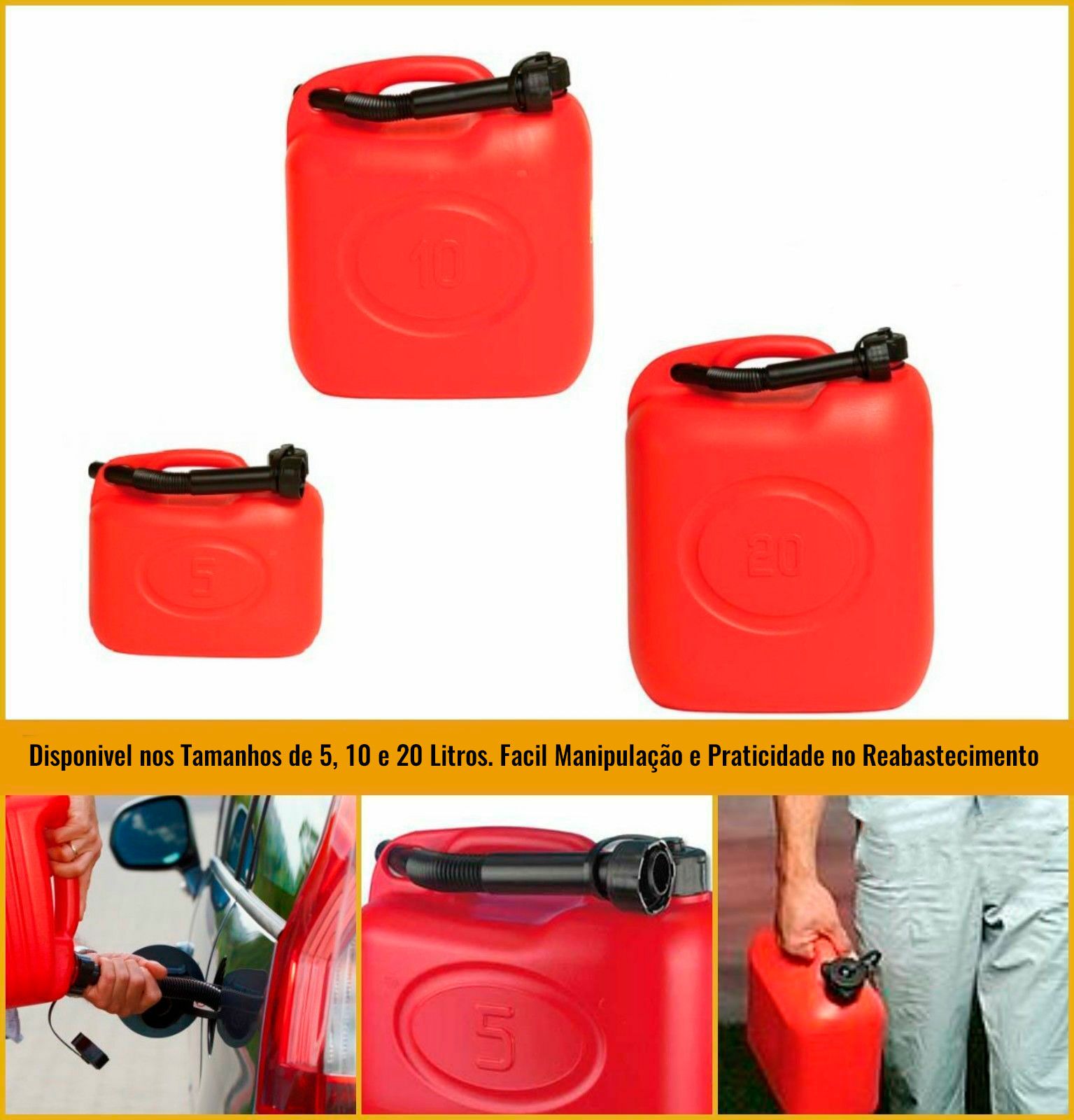 Galão De Combustível reserva 20 Litros Plástico bico funil - ABROLHOS ...