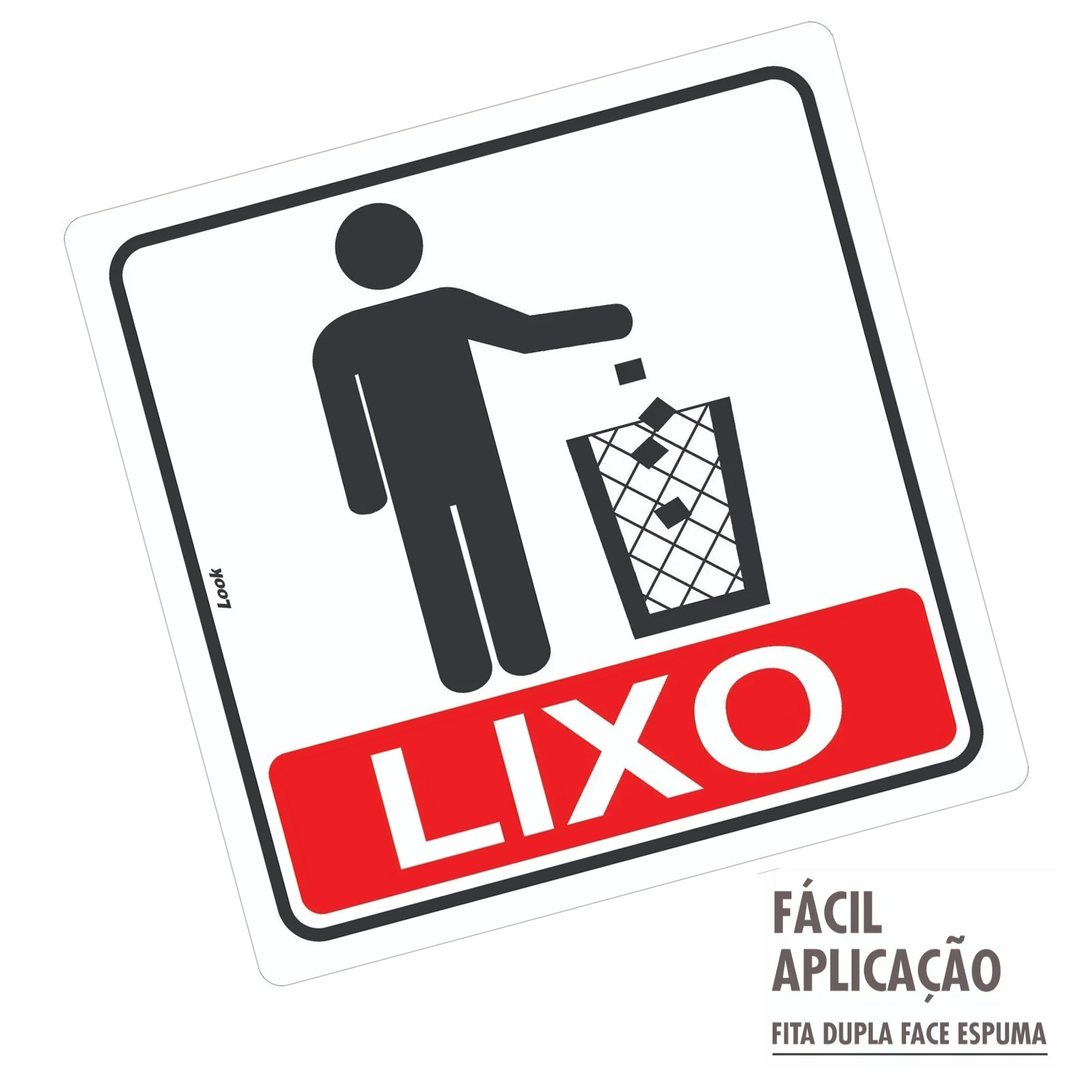 Placa de Sinalização Aviso Jogue Lixo no Cesto - Look Placas de Sinalização