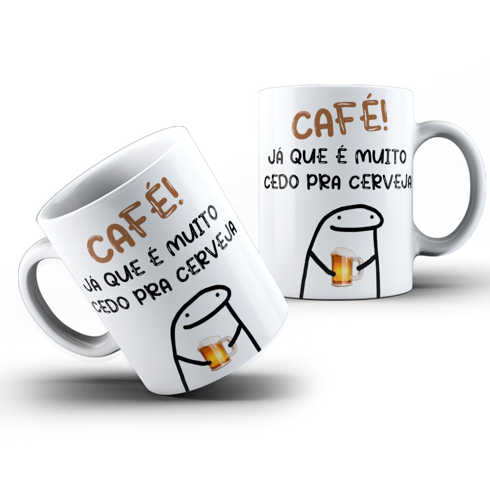 Caneca Flork Meme Com Café, Sem Café