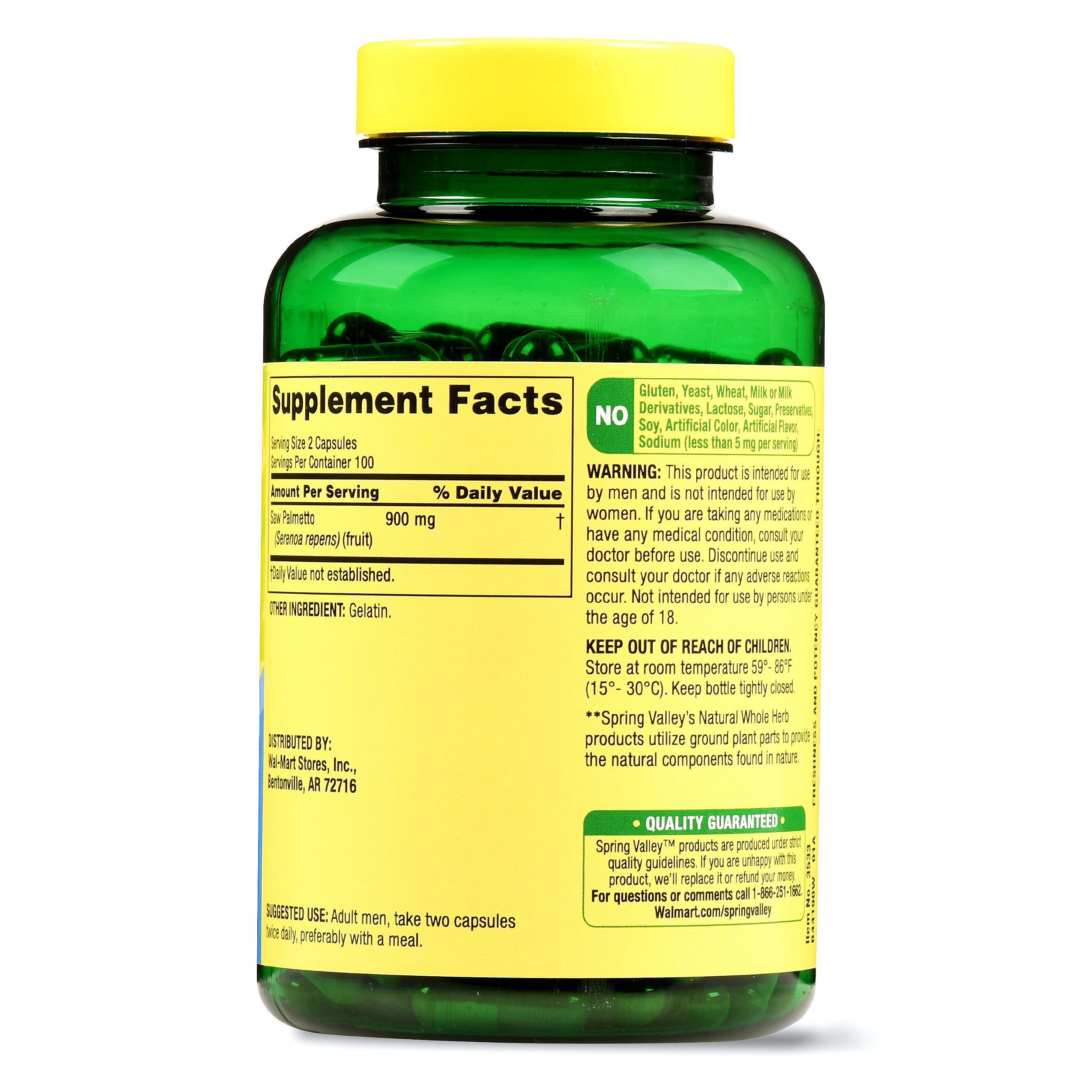 Saw Palmetto 450mg Vitamina Spring Valley 200 unit FM LOJA