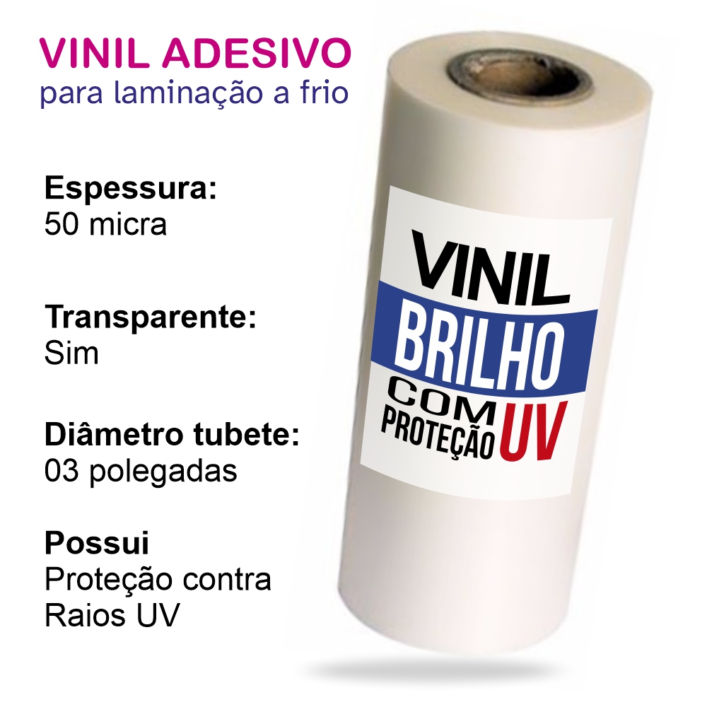 Vinil Adesivo para Laminação a Frio - 5 metros - c/ Proteção UV ...