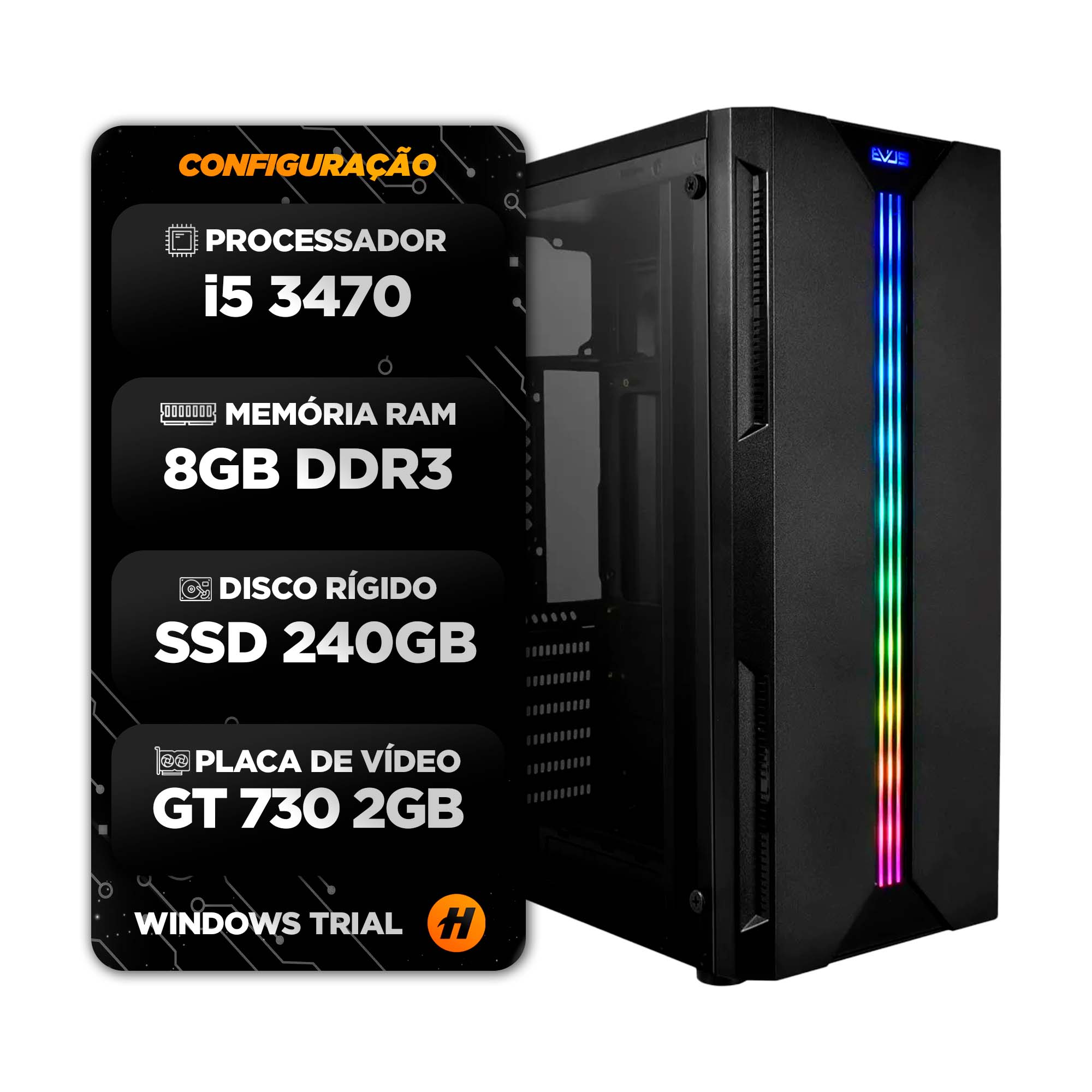 Computador Gamer Intel Core I5 3,2Ghz - 8Gb RAM - GPU Gt 730 2Gb - HERTZ  INFORMÁTICA - A Sua Loja de Informática