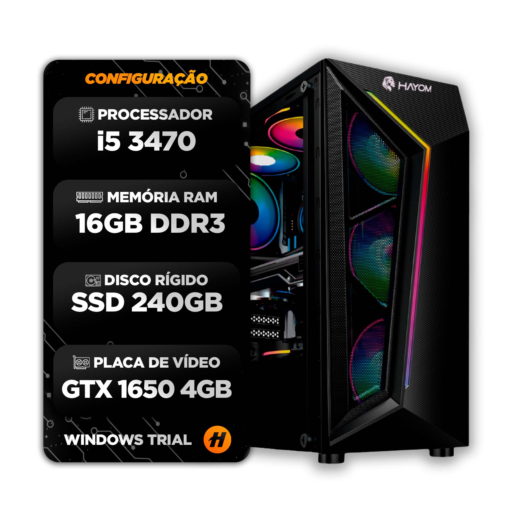 Pc Gamer Completo Intel I5 8Gb Gtx 1050Ti 4Gb 240Gb