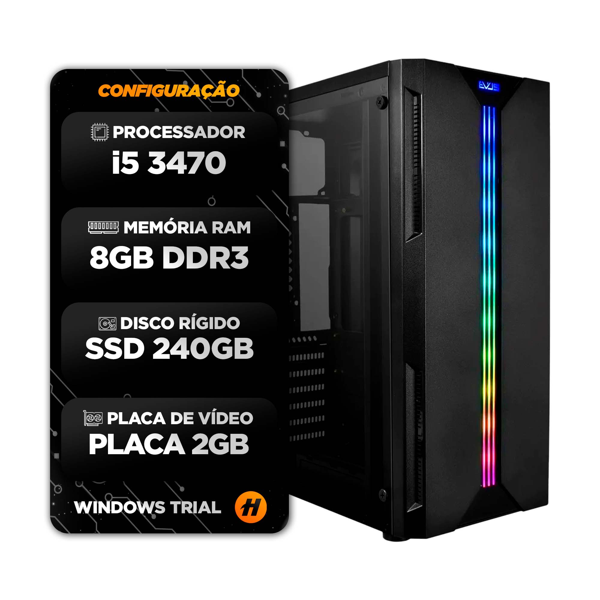 Computador Gamer Intel Core I5 - 8Gb RAM - SSD 240 Gb - GPU 2Gb - HERTZ  INFORMÁTICA - A Sua Loja de Informática
