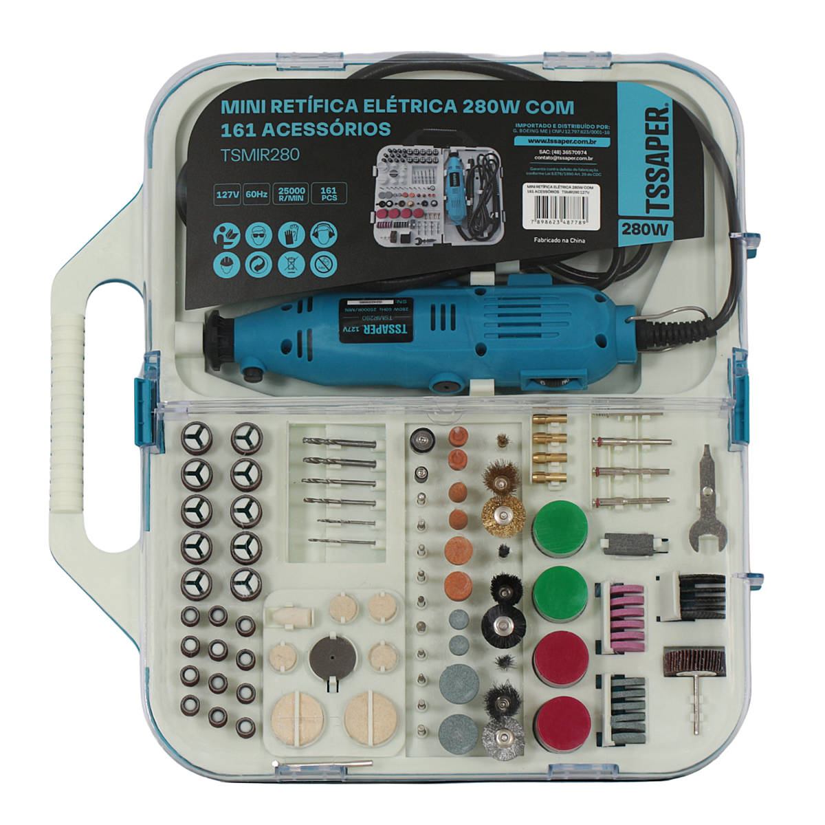 Mini Retífica Elétrica 280w com 161 acessórios para Artesanato ...