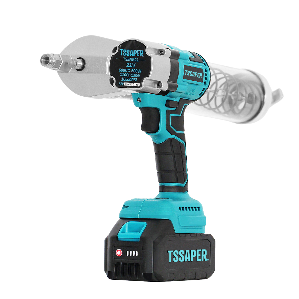 Engraxadeira Pistola de Graxa 500w 10000PSI a Bateria 21v Tssaper