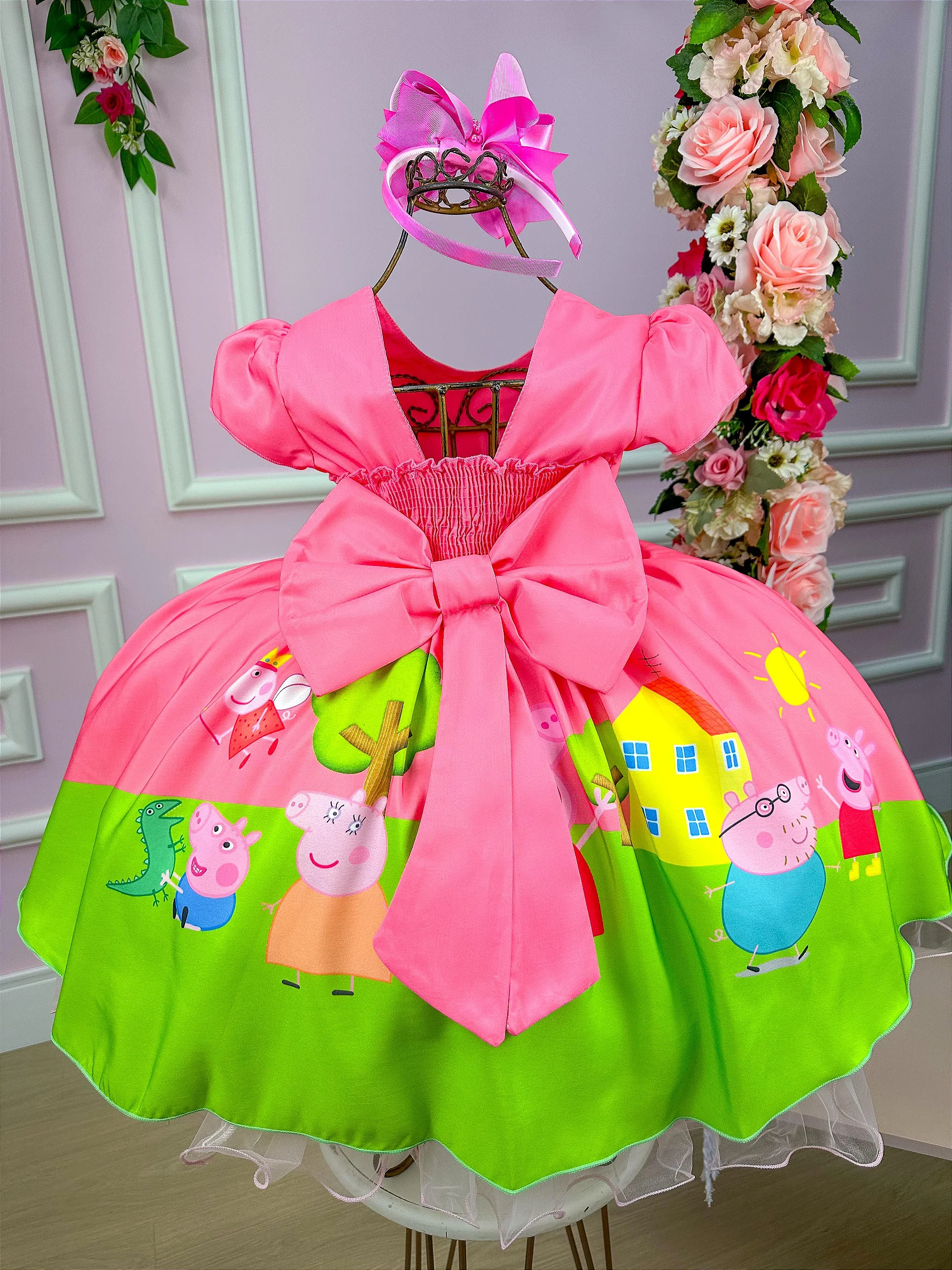 Vestido Infantil Peppa Pig Luxo Fabuloso Atelie