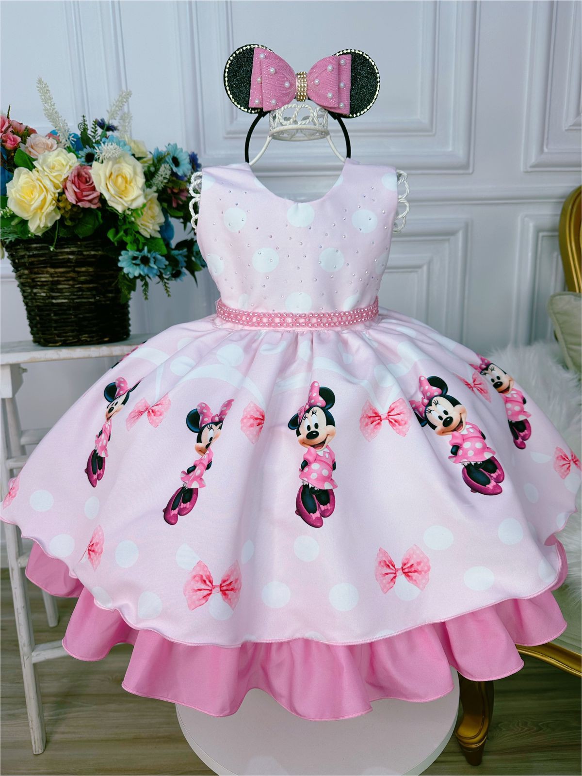 Vestido Infantil Princesa Tematico Minnie Rosa - Roupa Infantil, vestido  infantil de princesa