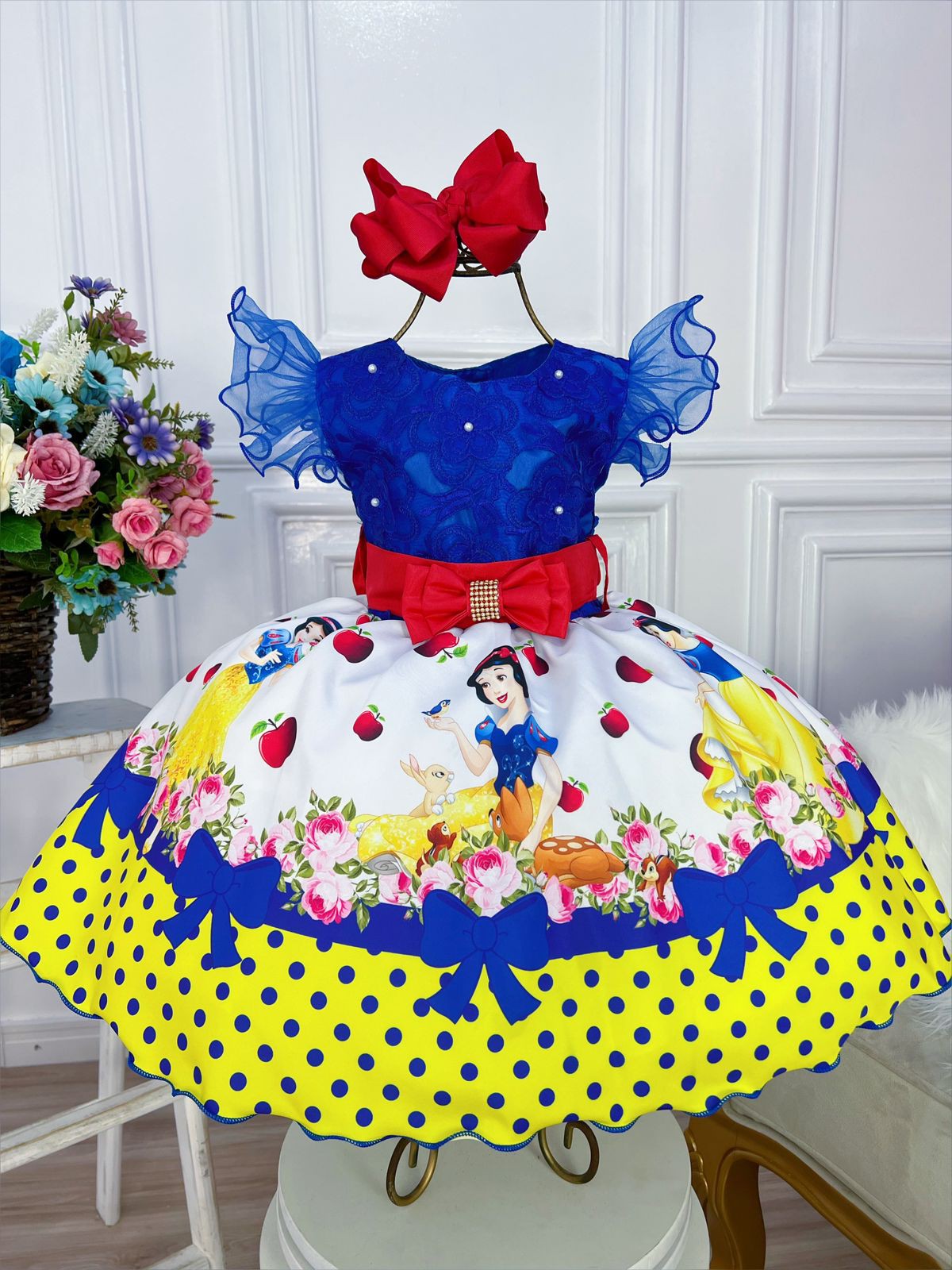 Vestido Infantil Frozen Aplique Luxo - Fabuloso Ateliê