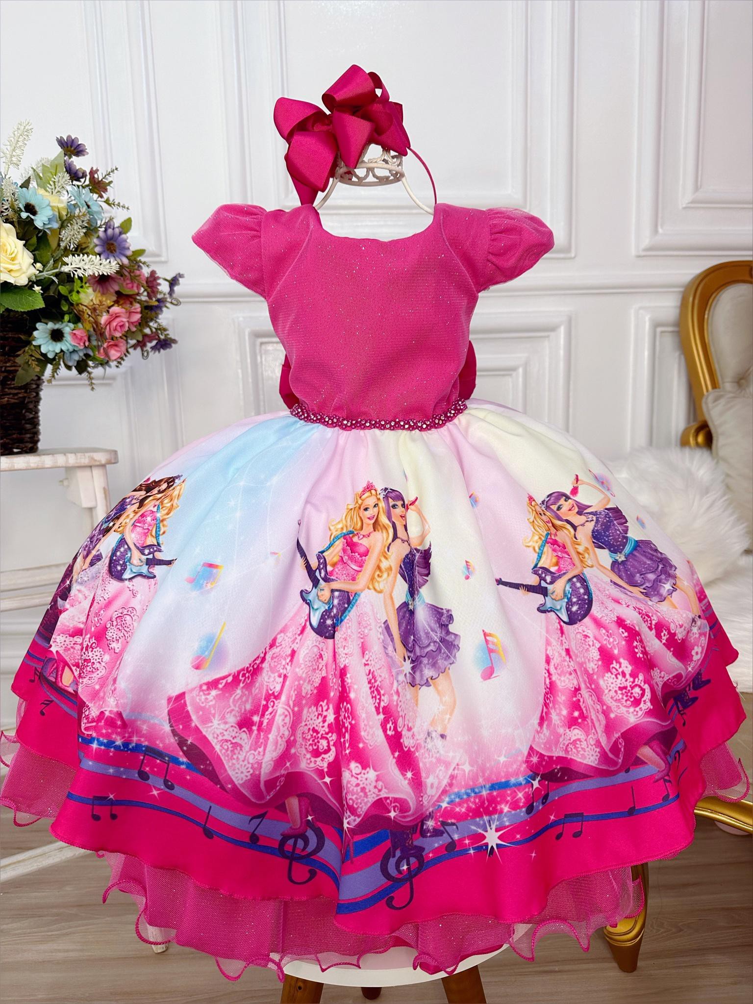 Vestido Infantil Princesa Sofia Luxo Festa Aniversário - Rosa