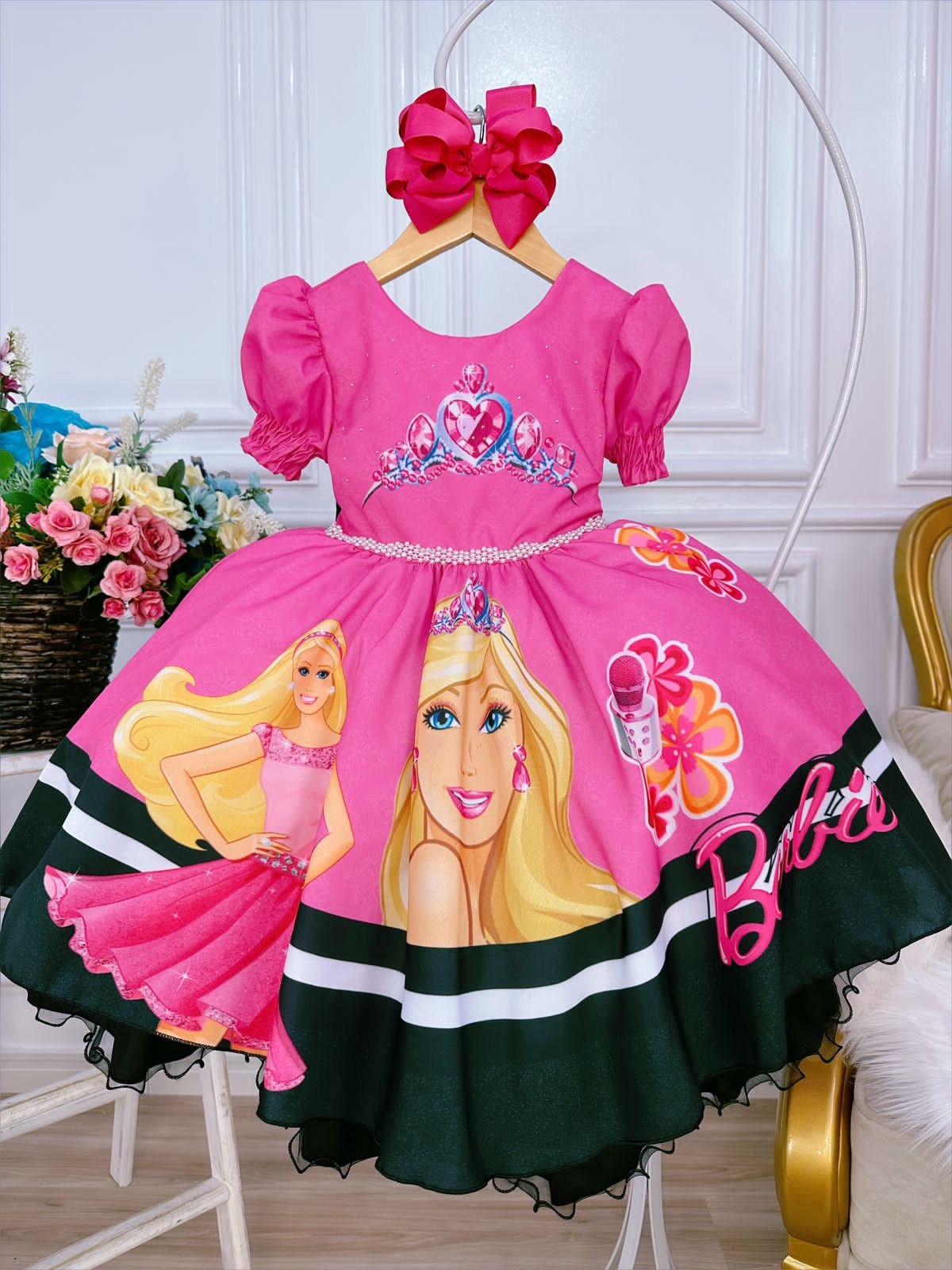 Vestido Infantil Barbie Rosa Chiclete - Mãe Club Roupas e Acessórios