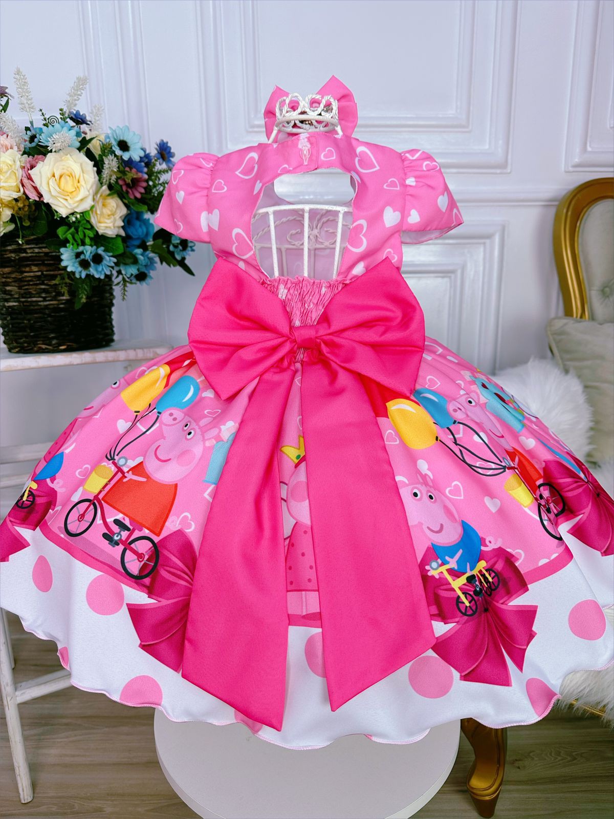 Vestido Peppa Rosa Familia Luxo Fabuloso Atelie