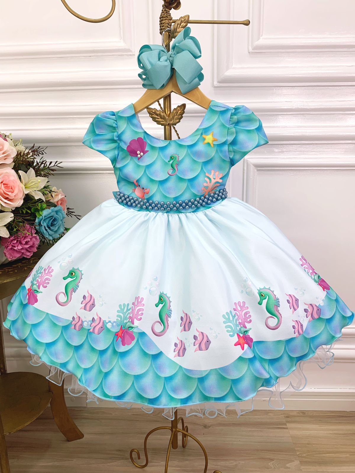 Vestido Infantil Frozen Aplique Luxo - Fabuloso Ateliê