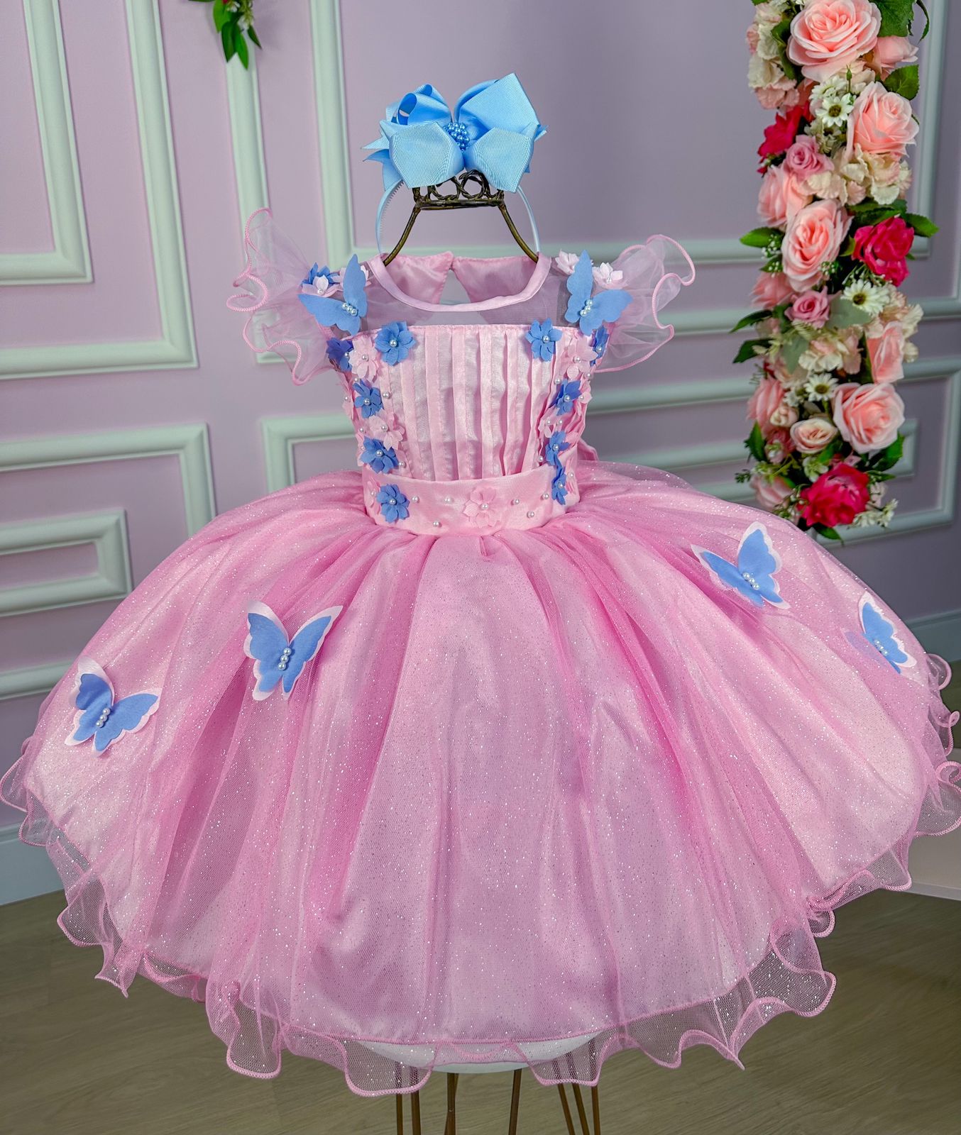 Vestido Jardim Encantado Azul Bebe Princesa - Fabuloso Ateliê