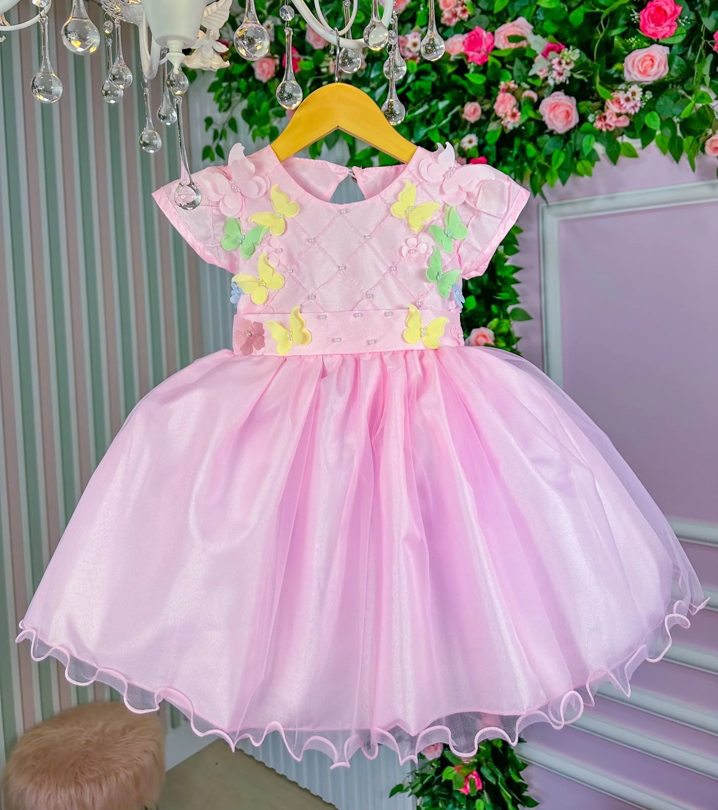 Vestido Princesa Jardim Encantado Rosa Bebê - Fabuloso Ateliê