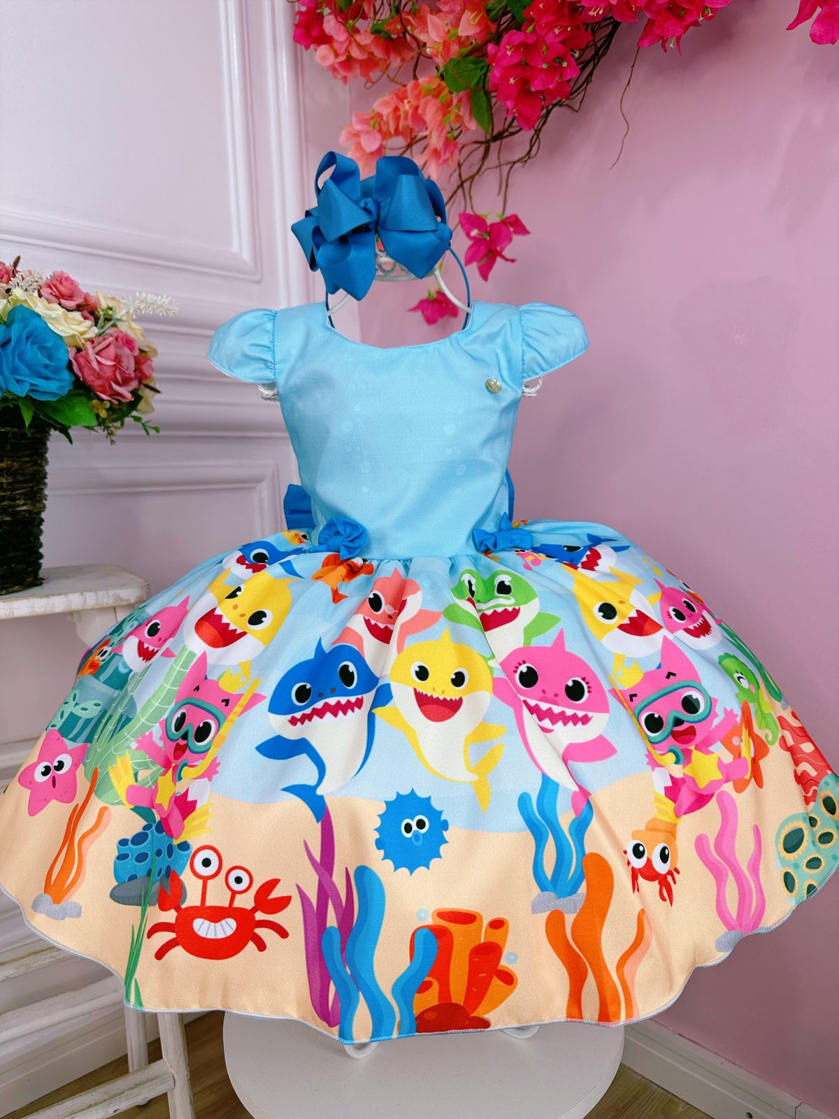 Vestido Princesa Jardim Encantado Azul Bebe - Fabuloso Ateliê